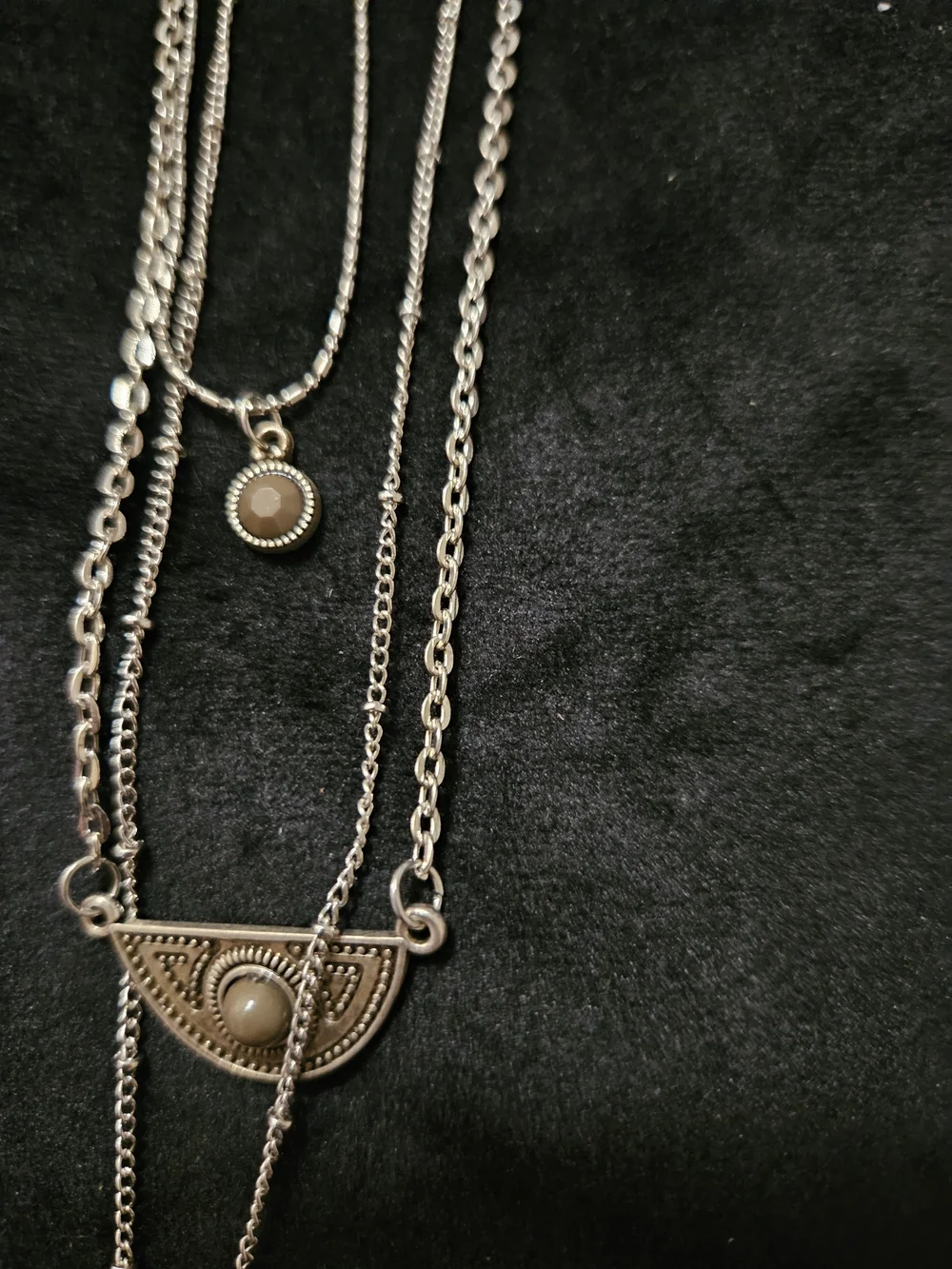 paparazzi Silver-Tone Layered Necklace with Taupe Beads